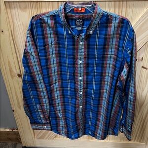 St. John's Bay Blue and Brown Plaid Shirt